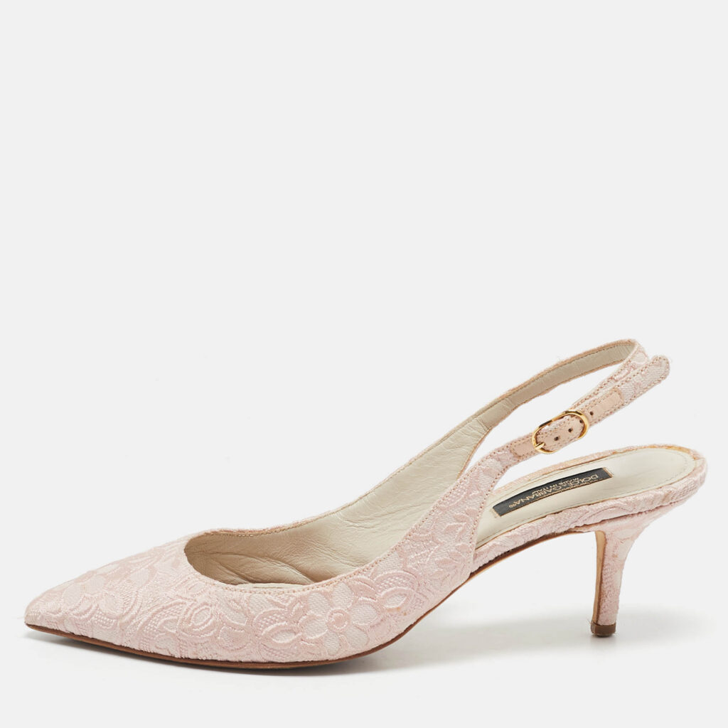 luxury-women-dolcegabbana-used-shoes-p1146328-010.jpg Dolce & Gabbana Pink Lurex Fabric Slingback Pumps Size 37.5