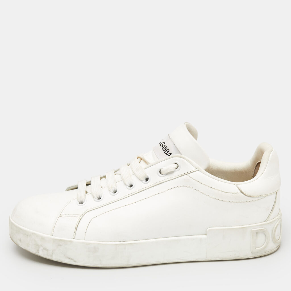 luxury-women-dolcegabbana-used-shoes-p1154197-004 Dolce & Gabbana White Leather Portofino Sneakers Size 39
