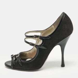 Dolce & Gabbana Black Suede and Patent Leather Mary Jane Pumps Size 37.5