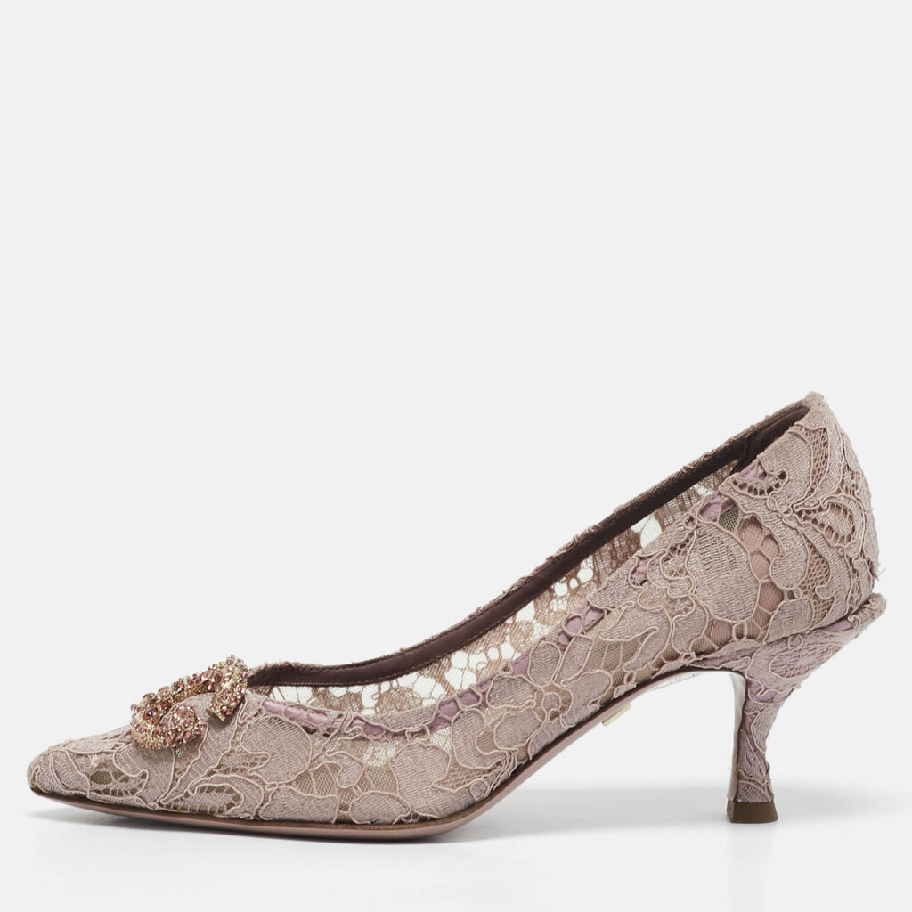 luxury-women-dolcegabbana-used-shoes-p1160557-010 Dolce & Gabbana Lilac Lace Brooch Detail Rainbow Pumps Size 36