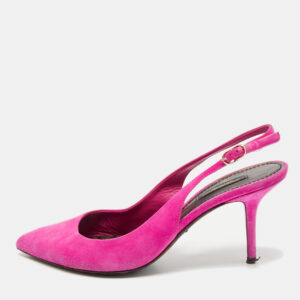 Dolce & Gabbana Pink Suede Pointed Toe Slingback Pumps Size 39