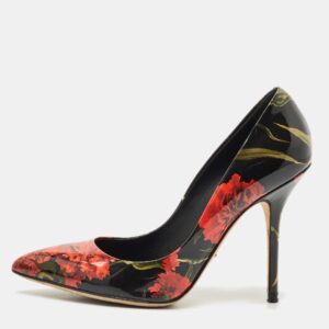 Dolce & Gabbana Multicolor Floral Print Patent Leather Pointed Toe Pumps Size 37.5