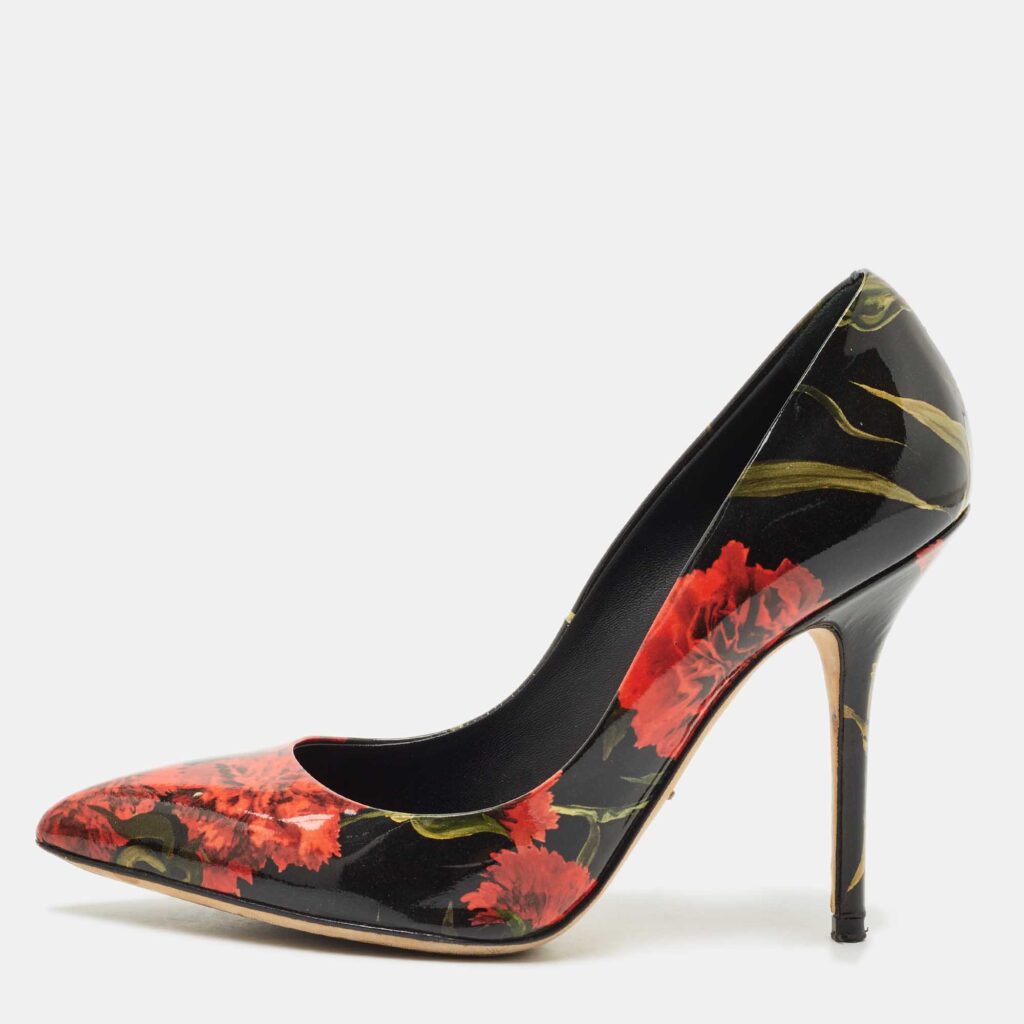luxury-women-dolcegabbana-used-shoes-p1166623-003 Dolce & Gabbana Multicolor Floral Print Patent Leather Pointed Toe Pumps Size 37.5
