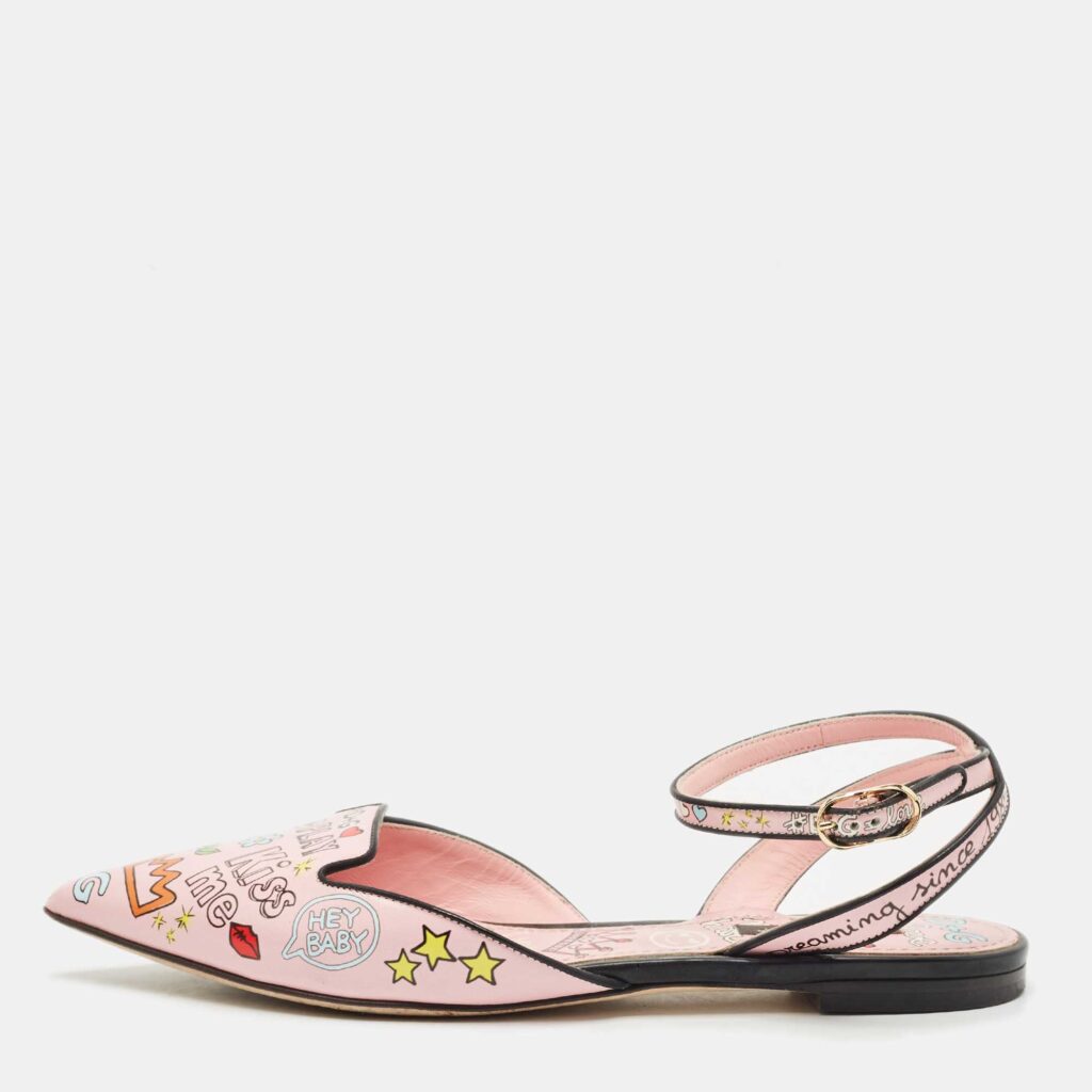 luxury-women-dolcegabbana-used-shoes-p1170321-001 Dolce & Gabbana Multicolor Graffiti Leather Flat Sandals Size 36.5
