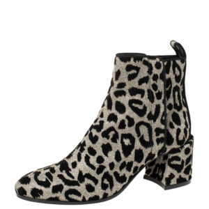 Dolce & Gabbana Black/Gold Lurex and Velvet Vally Ankle Boots Size 37
