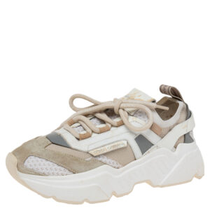 Dolce & Gabbana Multicolor Suede And Knit Fabric Hex Daymaster Low Top Sneakers Size 37.5