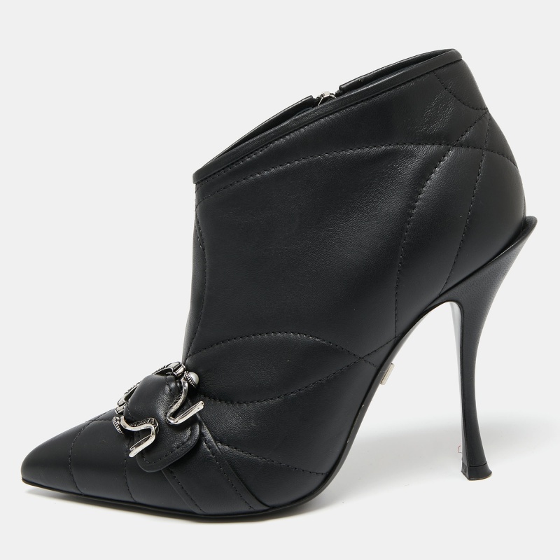 luxury-women-dolcegabbana-used-shoes-p626070-1650279058-002-2 Dolce & Gabbana Black Leather Ankle Devotion Ankle Boots Size 37