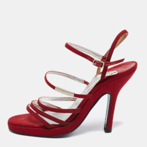 Dolce & Gabbana Red Fabric Strappy Sandals Size 38