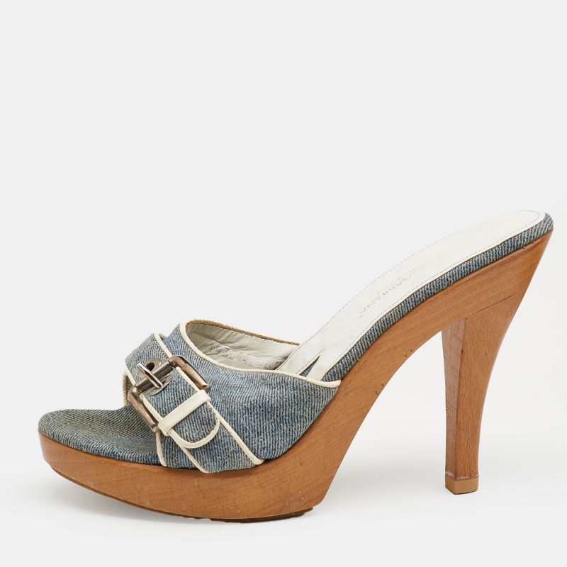 luxury-women-dolcegabbana-used-shoes-p674281-1657630371-007-1 Dolce & Gabbana Blue Denim And Leather Trims Buckle Detail Open Toe Platform Slide Sandals Size 40