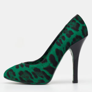 Dolce & Gabbana Green/Black Leopard Print Calf Hair Pumps Size 36.5