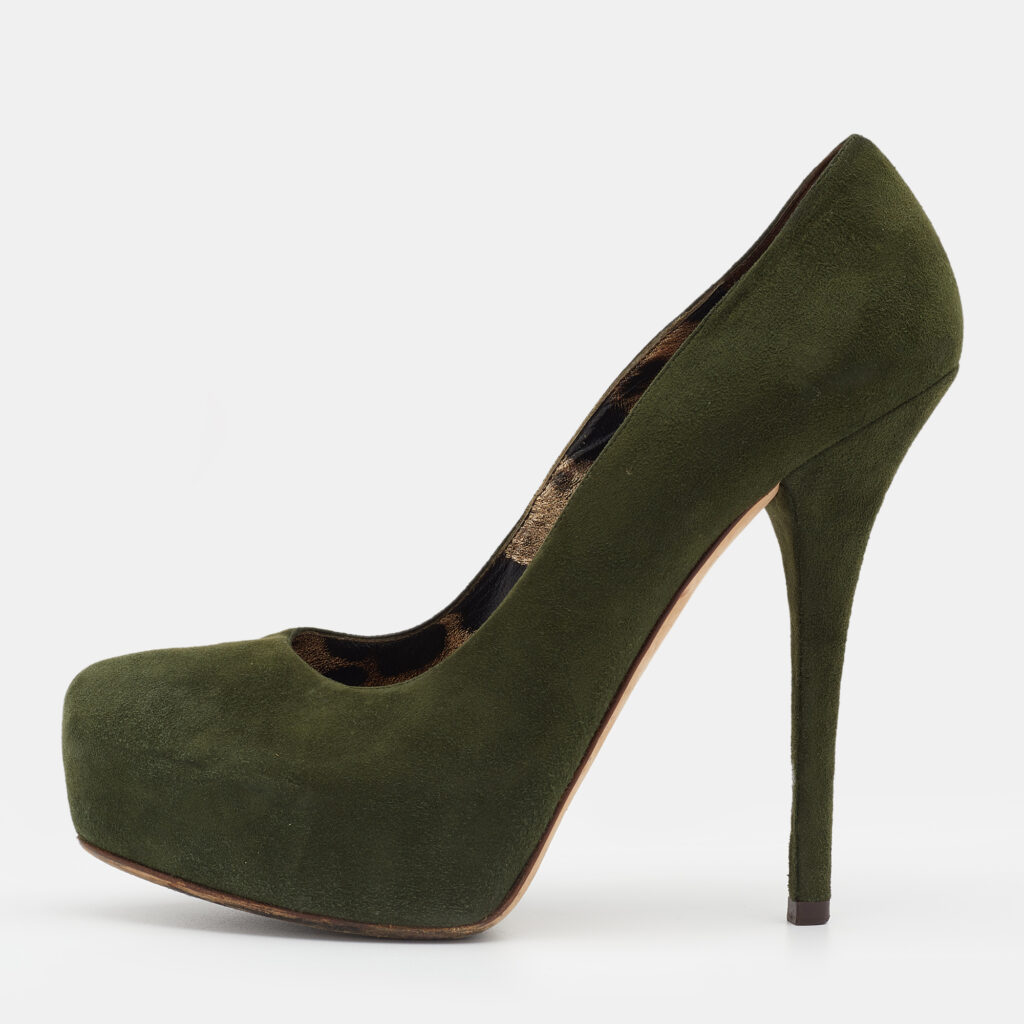 luxury-women-dolcegabbana-used-shoes-p702226-002-1 Dolce & Gabbana Green Suede Platform Pumps Size 38