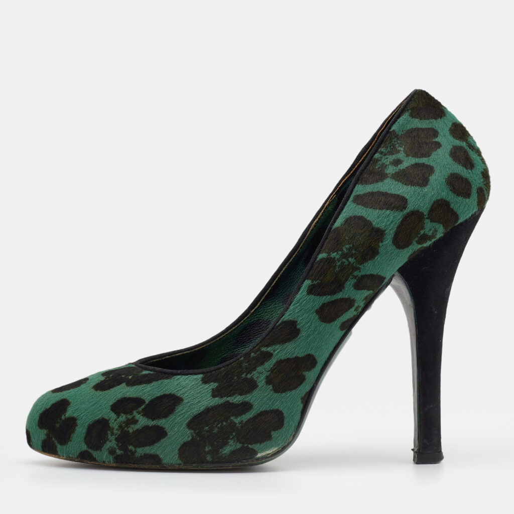 luxury-women-dolcegabbana-used-shoes-p705770-002-1 Dolce & Gabbana Green/Black Leopard Print Calf Hair Platform Pumps Size 37