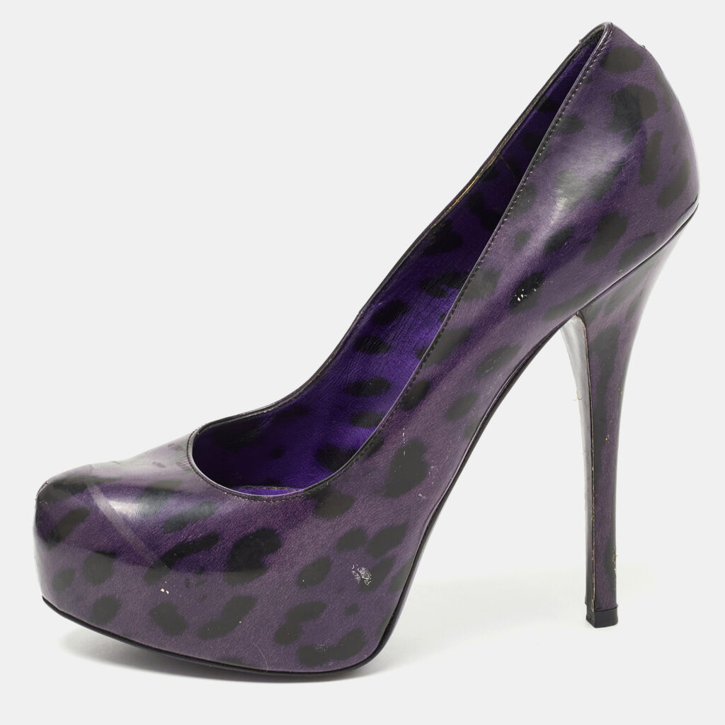luxury-women-dolcegabbana-used-shoes-p785859-005 Dolce & Gabbana Purple/Black Patent Leather Platform Pumps Size 39