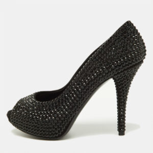 Dolce & Gabbana Black Satin Embellishments Pumps Size 38