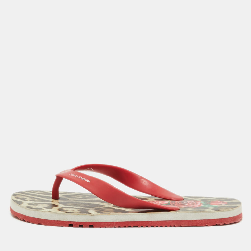 luxury-women-dolcegabbana-used-shoes-p919785-001 Dolce & Gabbana Red Rubber Thong Flats Size 34