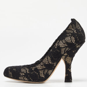 Dolce & Gabbana Black Lace Round Toe Pumps Size 37.5