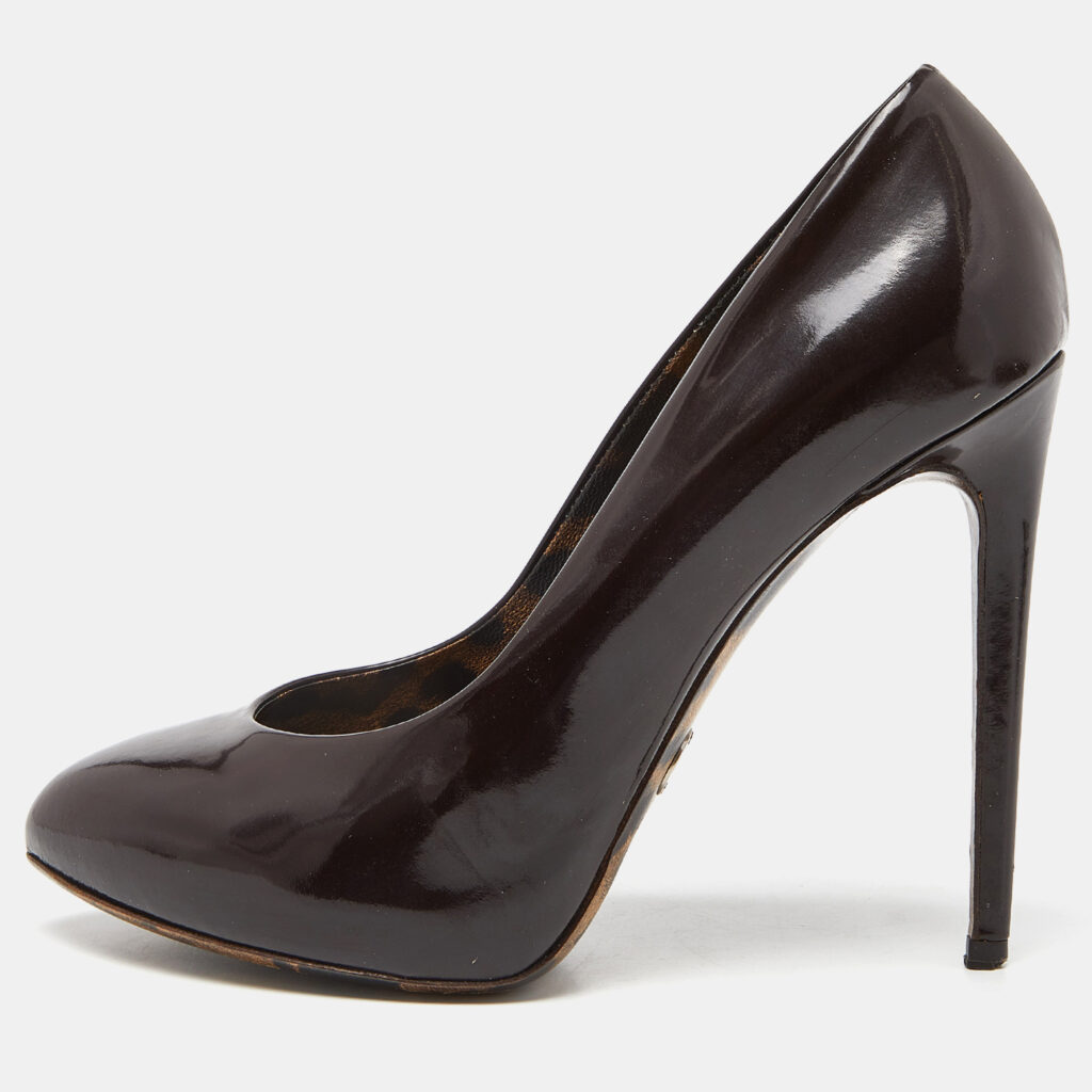 luxury-women-dolcegabbana-used-shoes-p952104-001 Dolce & Gabanna Brown Patent Leather Platform Pumps Size 38