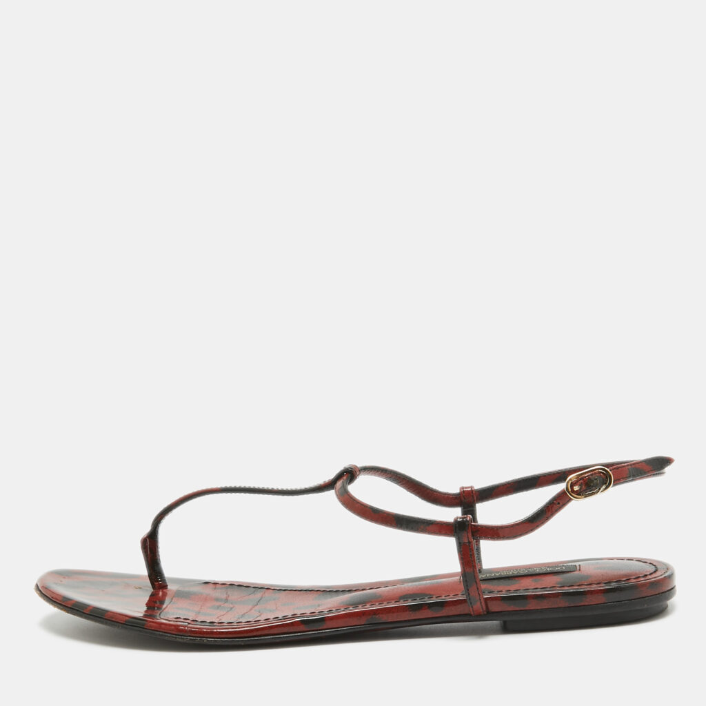 luxury-women-dolcegabbana-used-shoes-p964885-001 Dolce & Gabbana Brown/Black Patent Slingback Flats Size 39