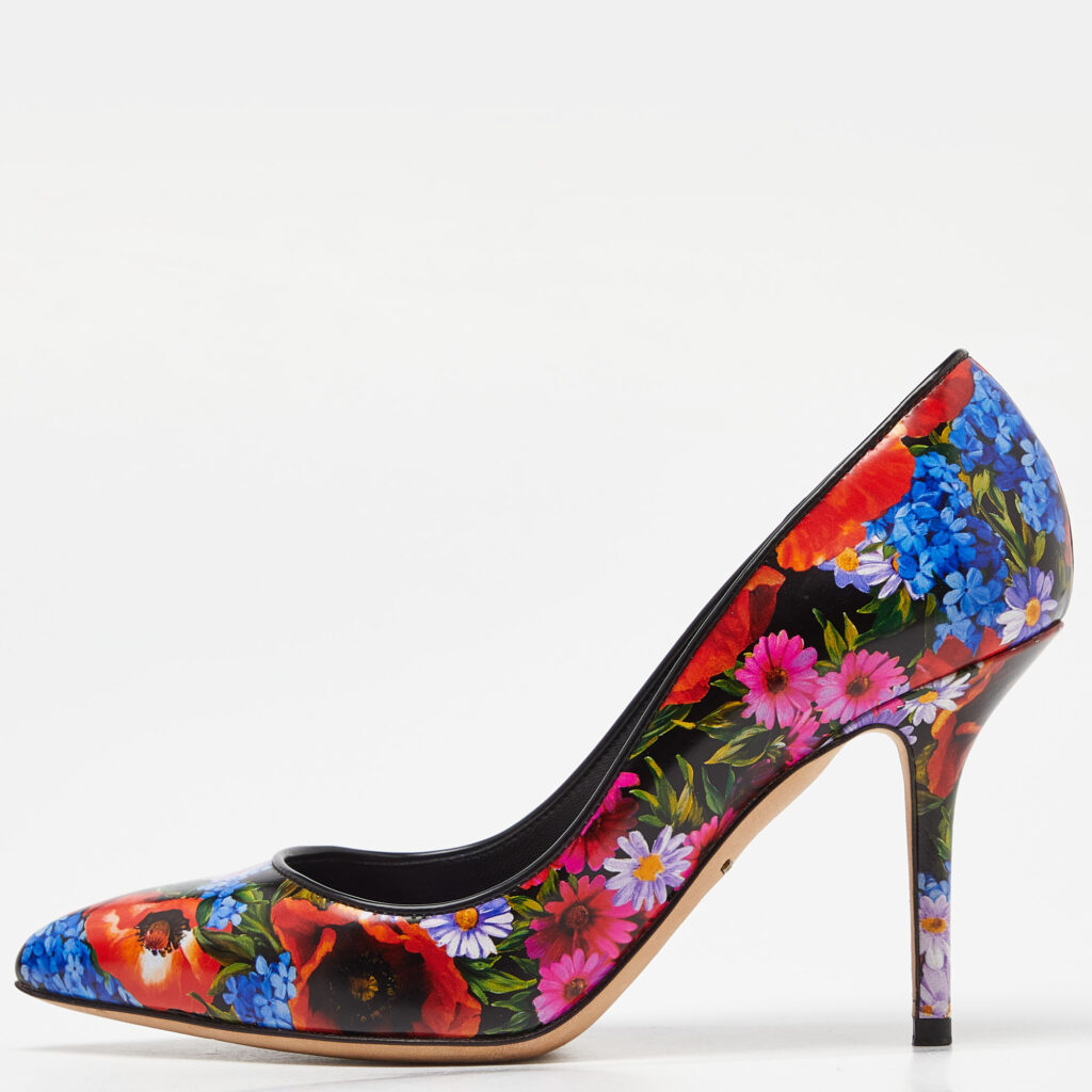 luxury-women-dolcegabbana-used-shoes-p979466-010 Dolce & Gabbana Multicolor Floral Print Leather Pointed Toe Pumps Size 36.5