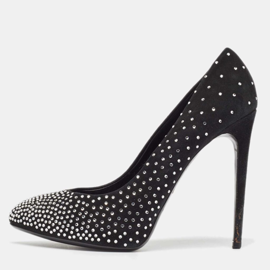 luxury-women-dolcegabbana-used-shoes-p994192-003 Dolce & Gabbana Black Suede Crystal Embellished Pumps Size 40