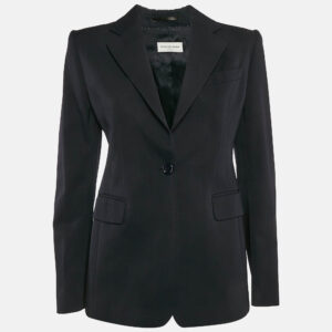 Dries van Noten Navy Blue Wool Single Breasted Blazer S