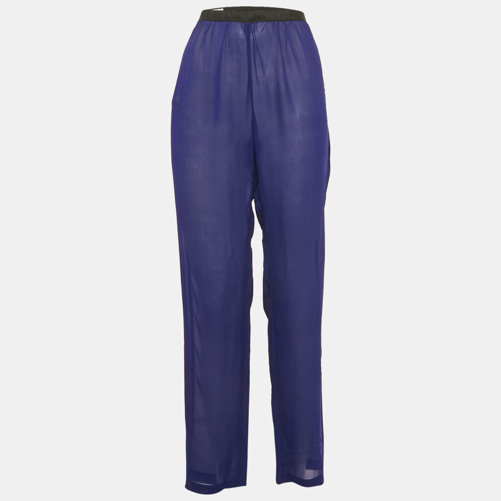 luxury-women-dries-van-noten-used-clothes-p1169387-004 Dries van Noten Blue Silk Sheer Trousers M