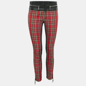 dsquared2 red/blue scottish check and denim denise fit jeans s waist 29'
