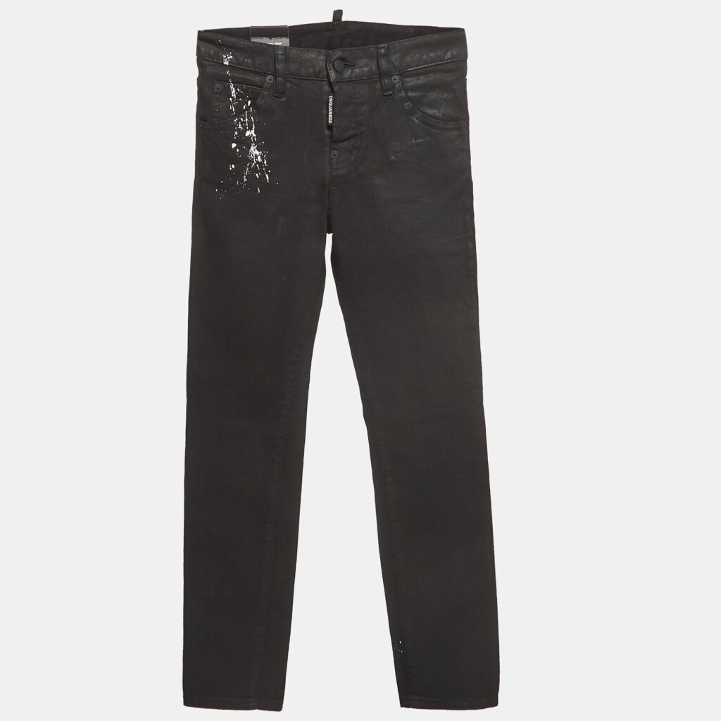 luxury-women-dsquared2-new-clothes-p926459-007 Dsquared2 Black Paint Splash Denim Straight-Leg Jeans M Waist 29''