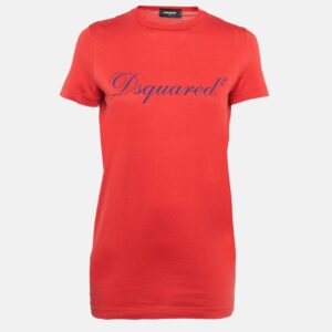 Dsquared2 Red logo Print Jersey Short Sleeve T-Shirt M