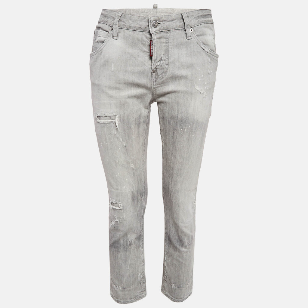 Dsquared2 Grey Distressed Denim Jeans S Waist 32"