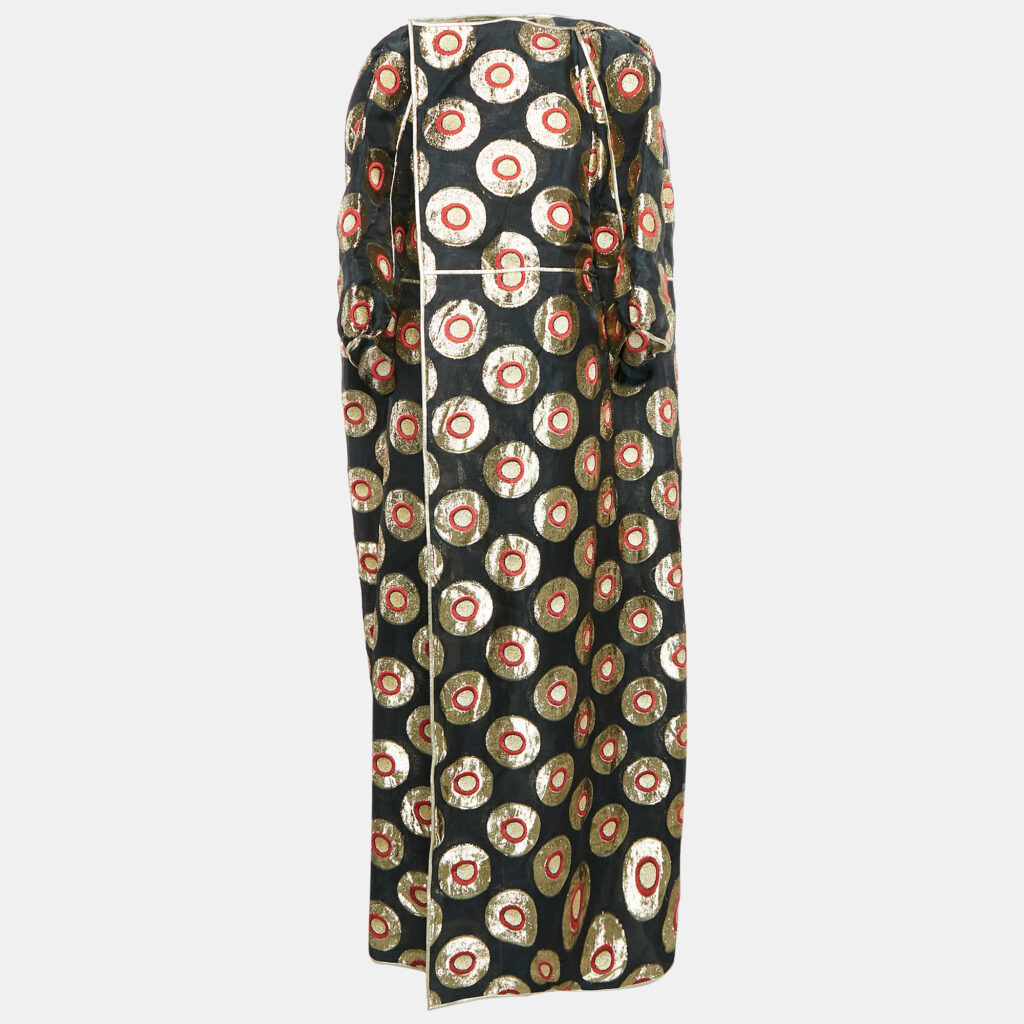 luxury-women-dsquared2-used-clothes-p1105711-002 Dsquared2 Black Lurex Blend Jacquard Long Coat M