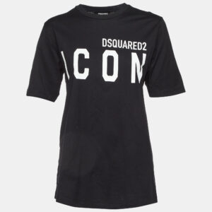Dsquared2 Black Logo Printed ICON Cotton Regular Fit T-Shirt L