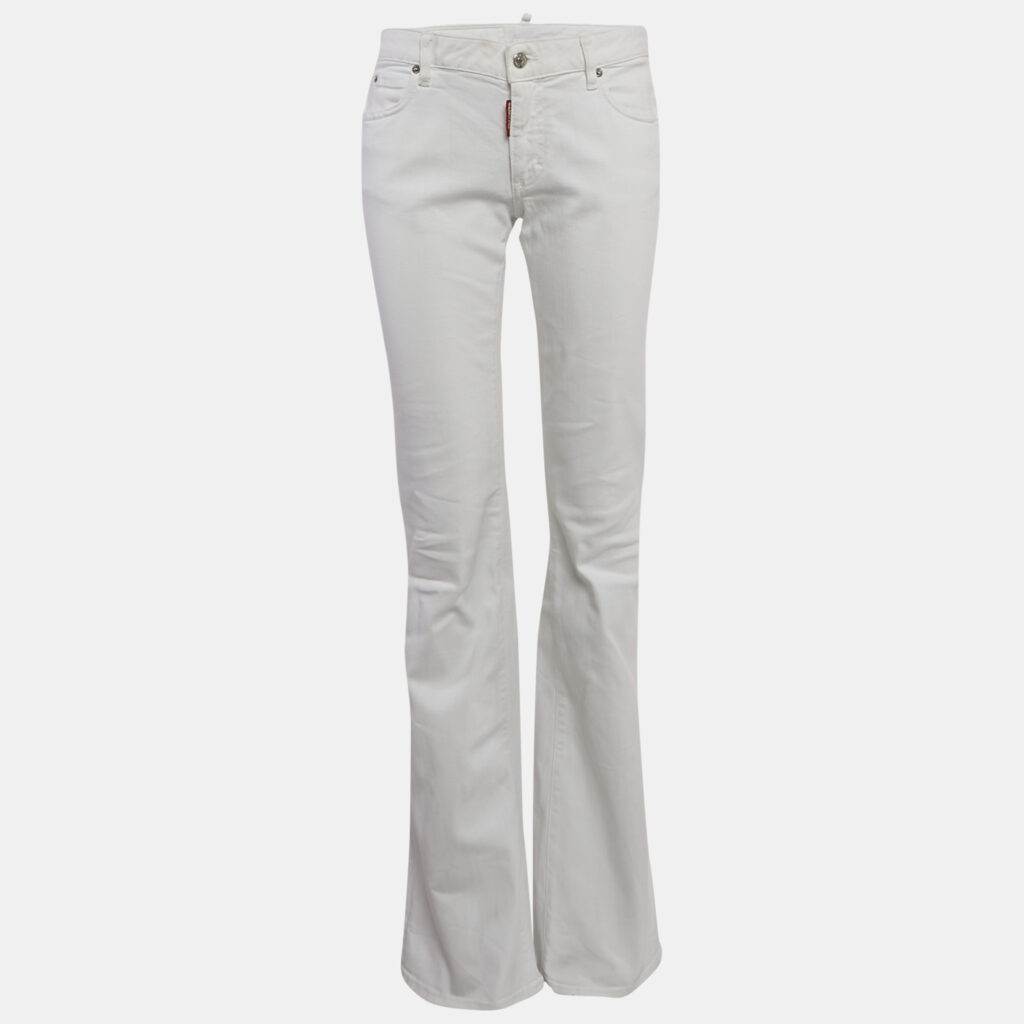 Dsquared2 White Denim Wide Leg Jeans S Waist 31"