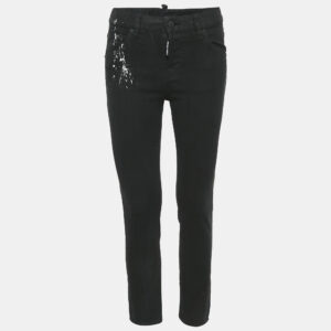 Dsquared2 Black Denim Splash Print Cool Girl Jeans XS Waist 28"
