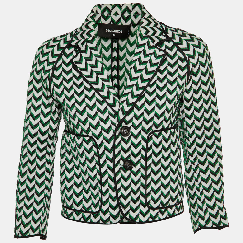 luxury-women-dsquared2-used-clothes-p1149879-004 Dsquared2 Tricolor Chevron Pattern Cotton Blend Jacket S