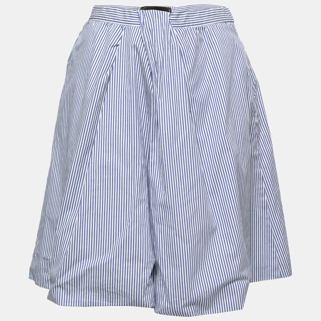 luxury-women-dsquared2-used-clothes-p772938-002 Dsquared2 Blue Striped Cotton Pleated Skirt M