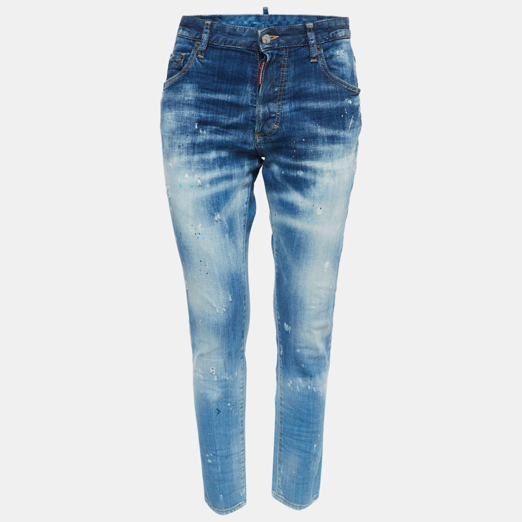 luxury-women-dsquared2-used-clothes-p916672-001 Dsquared2 Blue Washed & Distressed Denim Skinny Dan Jeans S