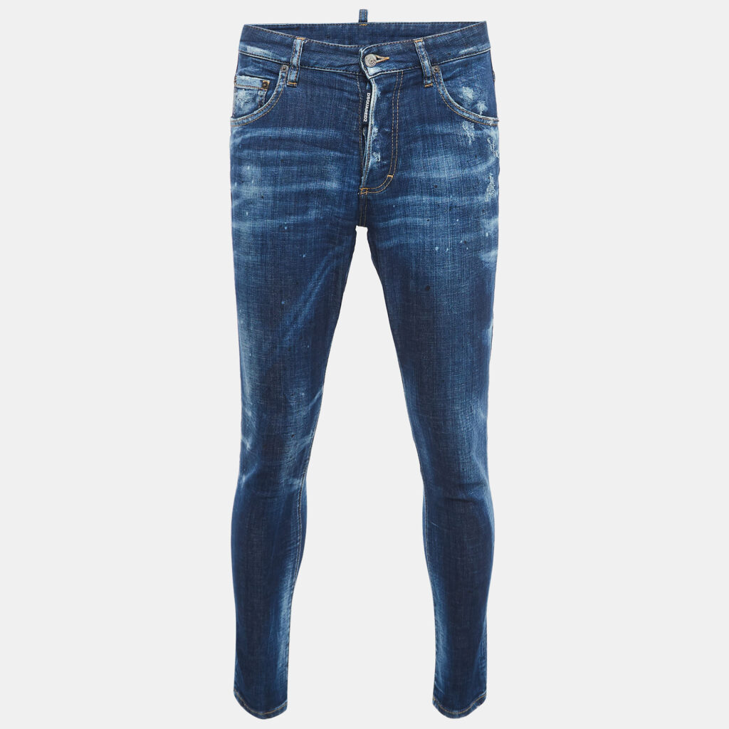 luxury-women-dsquared2-used-clothes-p916692-001 Dsqaured2 Dark Blue Distressed Denim Skinny Dan Jean S