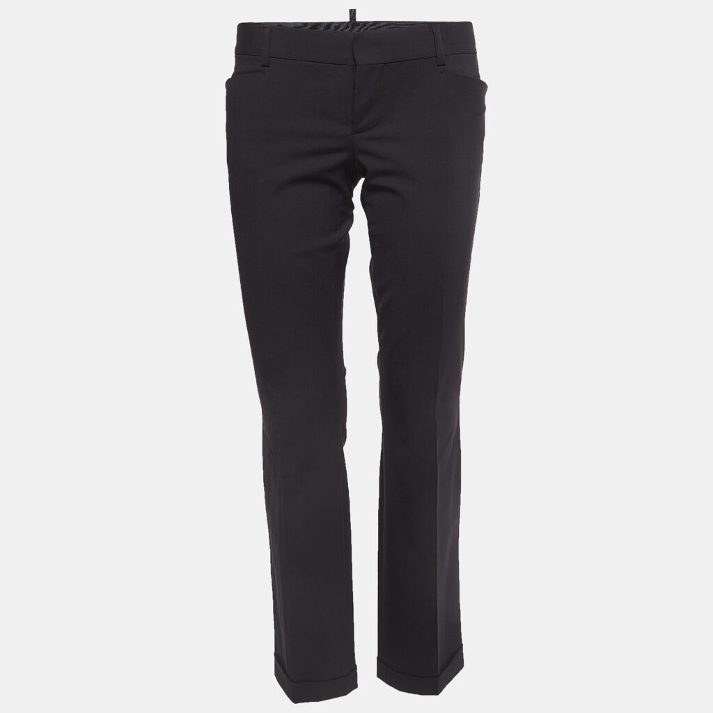 luxury-women-dsquared2-used-clothes-p949592-003 Dsquared2 Black Wool Trousers M