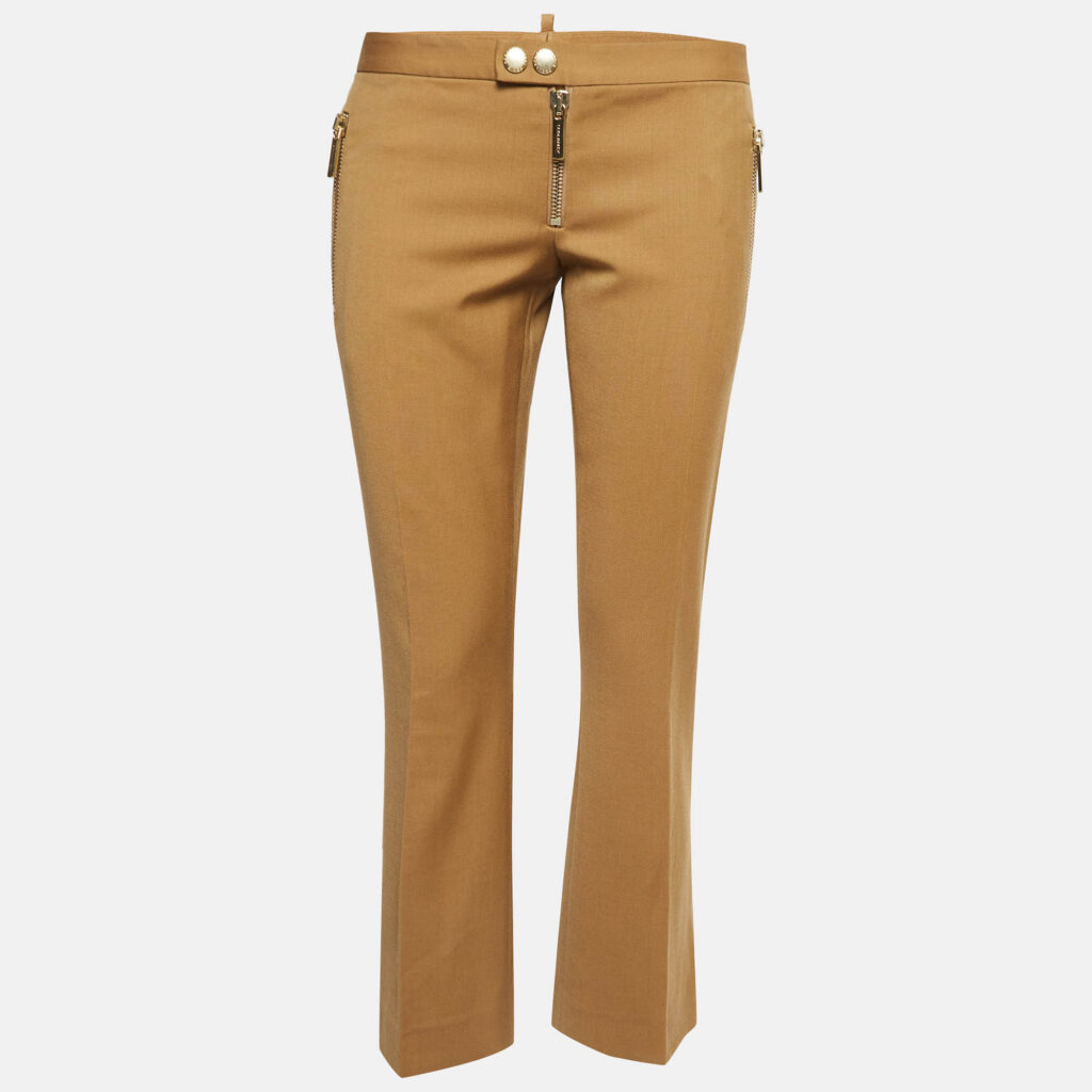 luxury-women-dsquared2-used-clothes-p974022-001 Dsquared2 Brown Gabardine Zipper Detail Trousers M