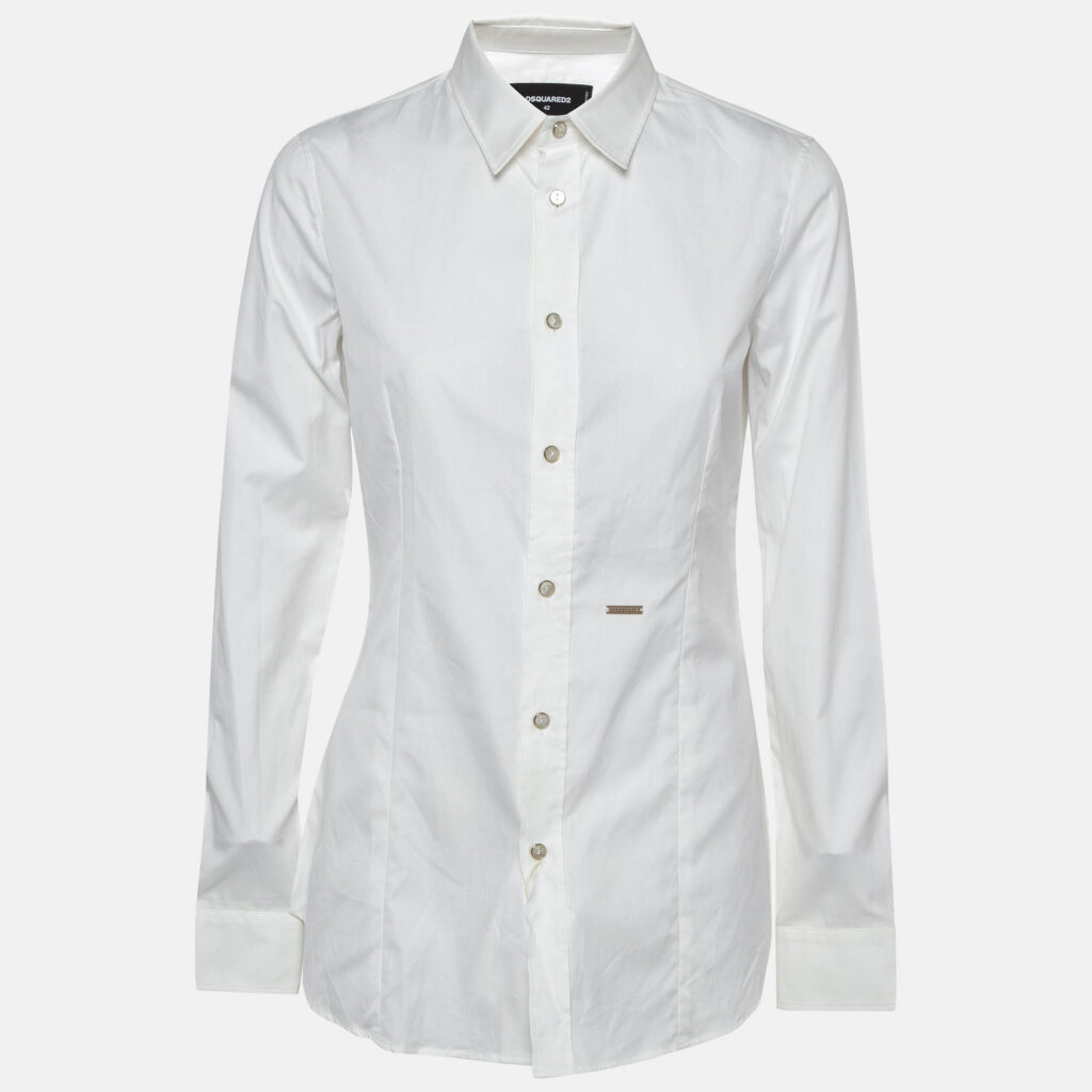 Dsquared2 White Cotton Buttoned Long Sleeve Shirt M