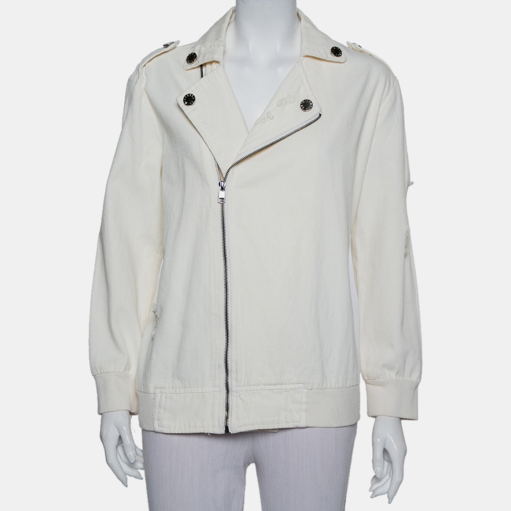 luxury-women-du-mishmash-used-clothes-p431464-008 Du Mishmash Cream Denim Embellished Detail Jacket M