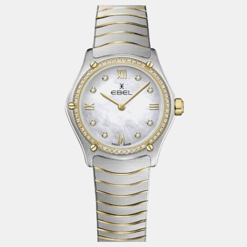 luxury-women-ebel-used-watches-p1152825-002 Ebel Silver Stainless Steel 18K Yellow Gold Classic Sport 1216412A Quartz Women's Wristwatch 24 mm