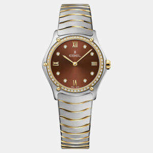 Ebel Brown Stainless Steel Classic Sport 1216464A Quartz Women's Wristwatch 29 mm