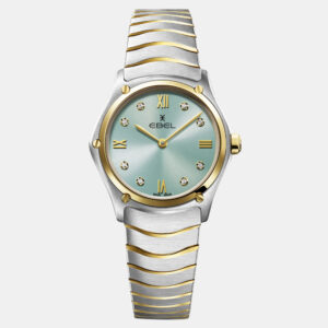 Ebel Mint Blue Diamond 18k Yellow Gold Sport Classic 1216557 Quartz Women's Wristwatch 29 mm