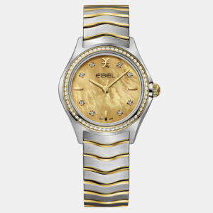 Ebel MOP 18K Yellow Gold Stainless Steel Wave 1216571 Quartz Women's Wristwatch 30 mm