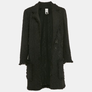 Edward Achour Paris Tweed Applique Detail Open Front Coat M