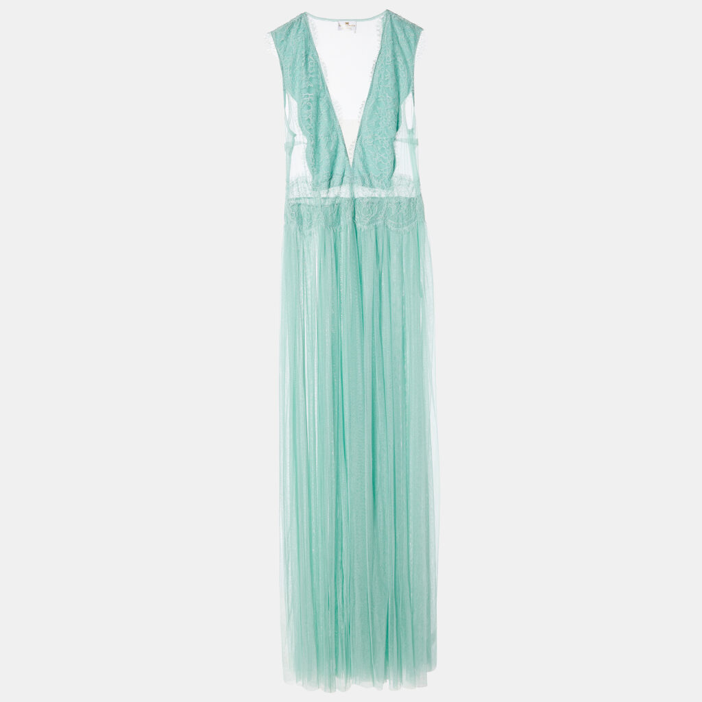 luxury-women-elisabetta-franchi-new-clothes-p872972-004 Elisabetta Franchi Mint Green Lace & Tulle Sleeveless Gown L
