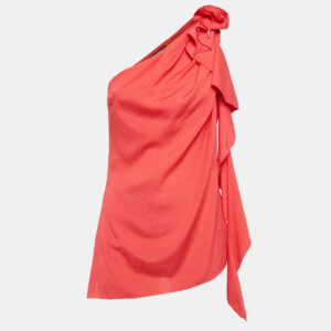 Elisabetta Franchi Red Crepe One Shoulder Top L
