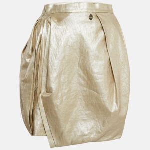 Elisabetta Franchi Gold Linen Draped Mini Skirt L